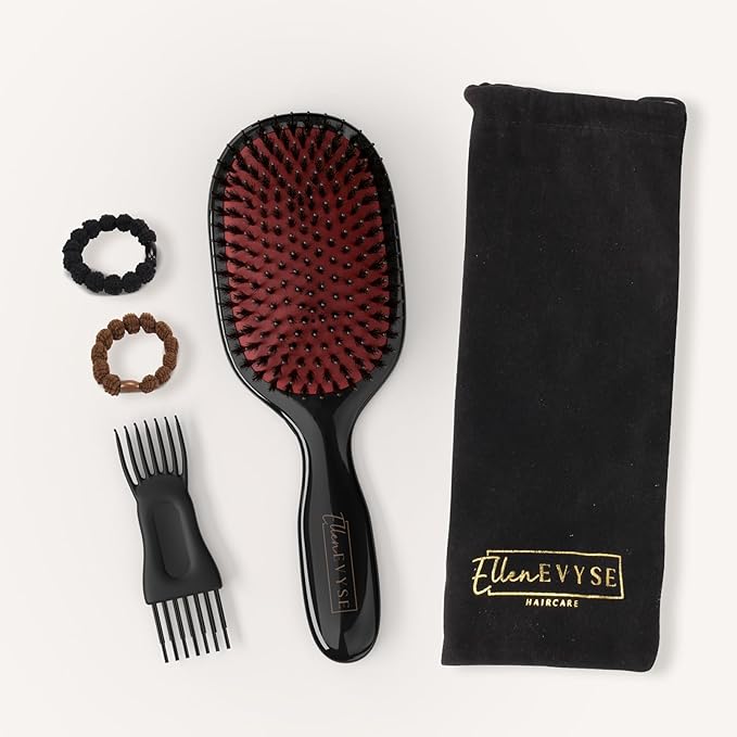 Boar Bristle Hair Brush, Soft Nylon Pins and Boar Bristles for Smoothing, Detangling, Soft Bristle Reducing Breakage and Enhancing Shine, Hairbrush for Women,Men
