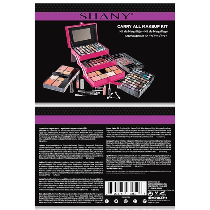 SHANY All In One Makeup Set, Eyeshadow, Blushes, Face Powder, Lipstick, Eye liners, Make up Pencils and Cosmetics Mirror - Makeup Kit With Reusable Storage Beauty Box - Pink