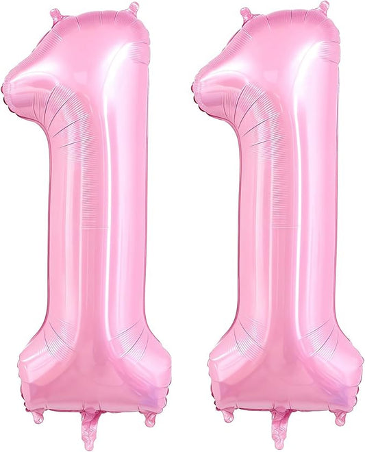Pastel Pink 11 Balloon Number,40 Inch Light Pink 11 Balloons Large Helium Foil Mylar Number 11 Balloon for Birthday Party Anniversary Decorations