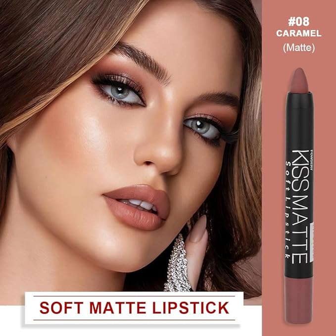 BINGBRUSH Smooth Longwear Lipstick Pack Set, Matte Color Stick Ultimate Lip Crayon for Makeup Collection - Waterproof Velvet Lipgloss Lip Stain (08#)