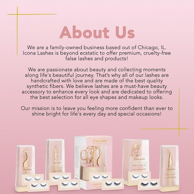 4-in-1 False Eyelash Tool Kit - DIY Lash Extension Kit with Tweezer, Curler, Scissors, Applicator - 24K Gold Plated Stainless Steel Accessories in Clear Dome Organizer, Beautiful Gift Box