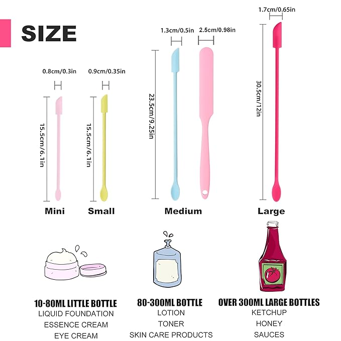 Beauty Spatula, 5 Pcs Small Spatula Mini Spatula for Cosmetics Lotion Makeup Spatula, Every Drop Tiny Spatula for Makeup and Kitchen Jar, Wax Waxing Body Hair Removal spatula