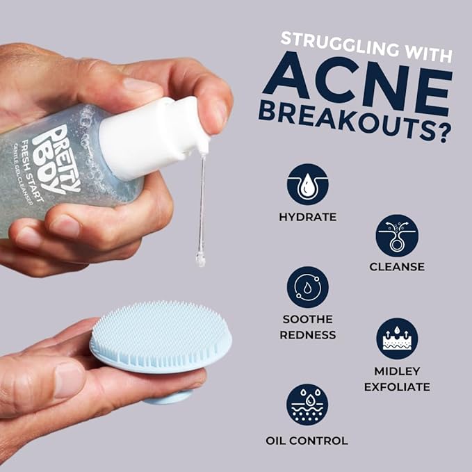 Prettyboy Fresh Start Gentle Face Cleanser | Hydrating & Exfoliating with Niacinamide, Hyaluronic Acid, and Amino Acids | Dermatologist-Approved, Sensitive Skin-Friendly, Daily Facial Wash