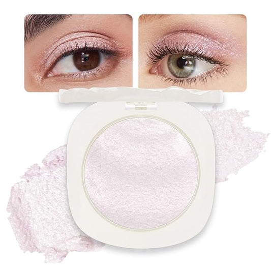 Light Pink Cream Glitter Shimmer Metallic Eyeshadow Palette Makeup, Natural Single Mini Instant Holographic Eyeshadow For Women, Sombras Crema Para Ojos, Talc, Paraben & Cruelty Free