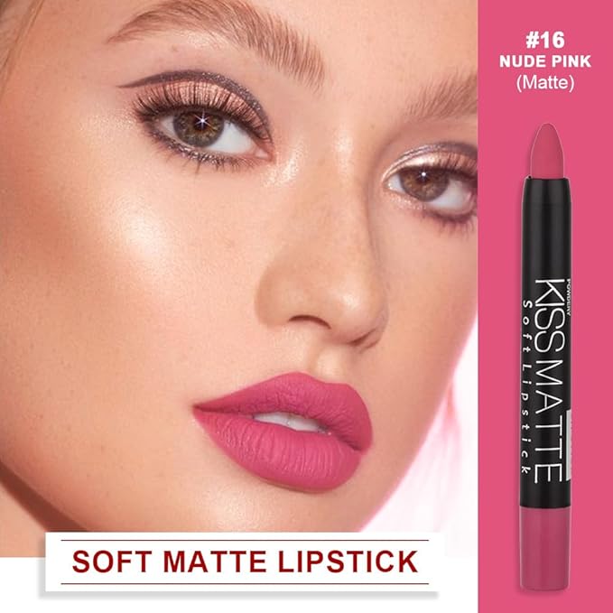 BINGBRUSH Smooth Longwear Lipstick Pack Set, Matte Color Stick Ultimate Lip Crayon for Makeup Collection - Waterproof Velvet Lipgloss Lip Stain (16#)