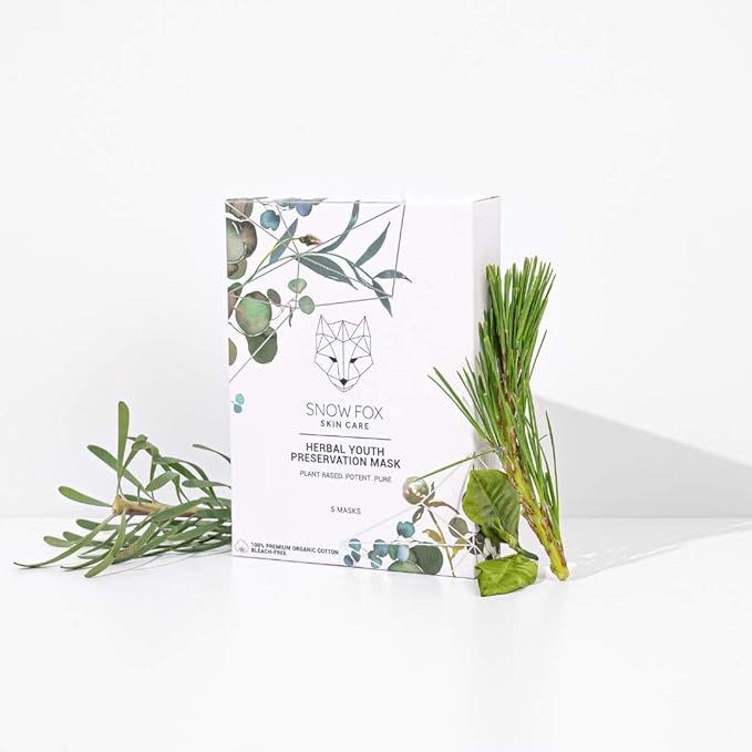 Snow Fox Herbal Youth Mask – 1 Pack Anti-Aging, Hydrating and Firming Mask with Super Greens Herbs that Boost Collagen and Elasticity Production for a Radiant Youthful Glow