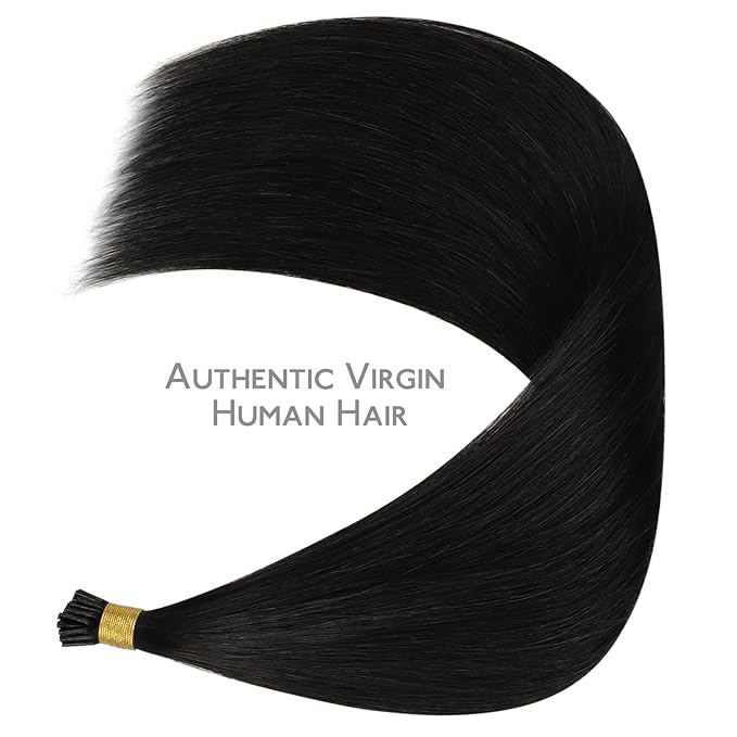 WENNALIFE I Tip Hair Extensions Human Hair, 50g 50s 20 Inch Natural Black Remy Itip Human Hair Extensions Invisible Itips Straight I Tips Fusion Extensions Real Human Hair