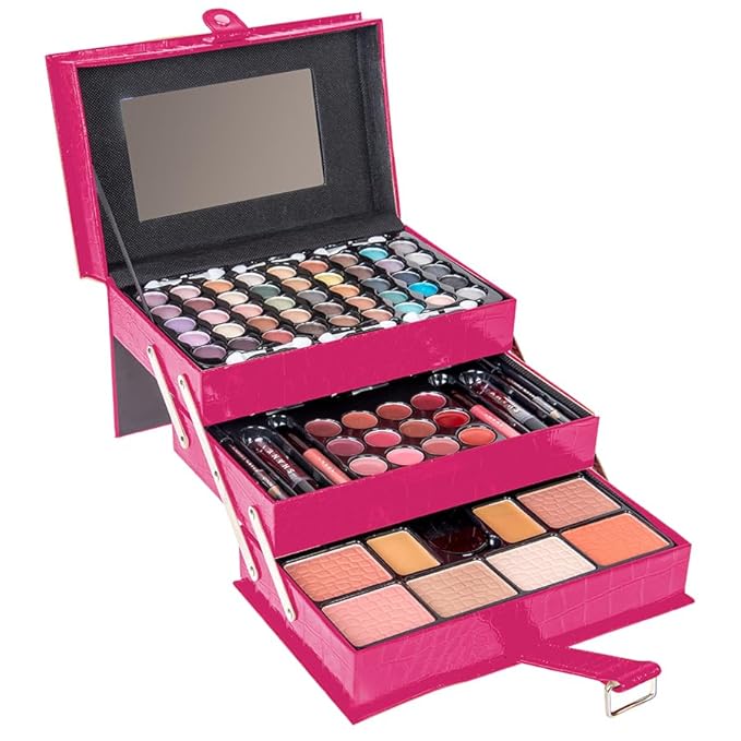 SHANY All In One Makeup Set, Eyeshadow, Blushes, Face Powder, Lipstick, Eye liners, Make up Pencils and Cosmetics Mirror - Makeup Kit With Reusable Storage Beauty Box - Pink