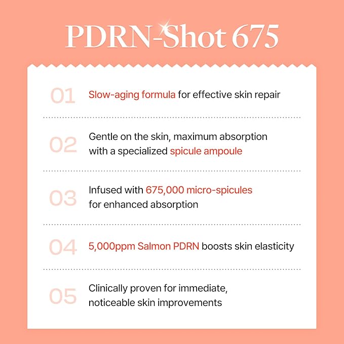 COSNORI PDRN-Shot 675 - Korea Facial Serum with 675,000 high purity spicules - Turnover K-Beauty Face Serum with High Nutrition Salmon DNA PDRN - Intensive facial first essence (50ml / 1.69 fl. oz.)