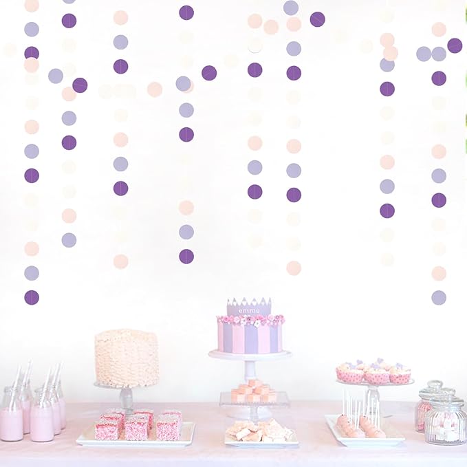 Purple-White Pink Birthday Party-Decorations Streamers - 52FT Girl Women Hanging Paper Garland Banner,Baby Bridal Shower Engagement Wedding Anniversary Bachelorette Backdrop Decor Hugtmr
