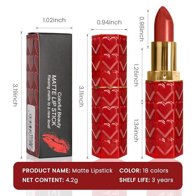evpct 1Pcs Dark Red Lipstick, Silky Velvet Matte Lipstick Pack Sets for Women, Long Lasting Smudge Proof Lipstick Lip Stain Makeup Kit matte lipstick 24 hours original R04