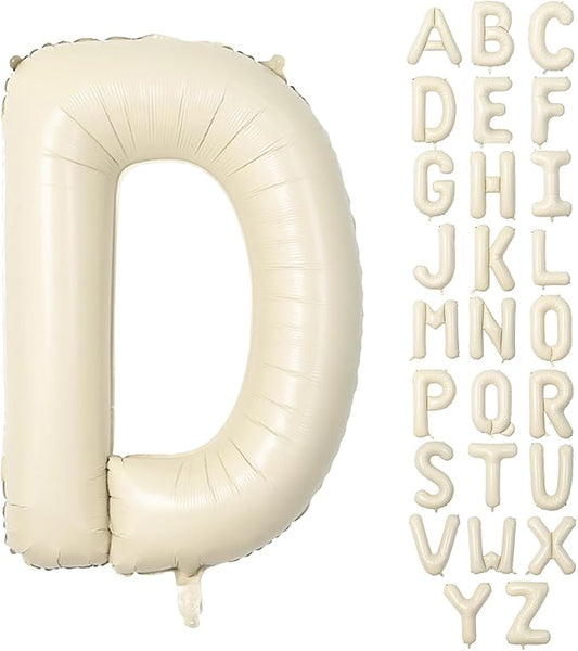 40 Inch Letter Balloons D, Big Custom A-Z Alphabet Foil Name Balloon Cream White, Self Inflating Beige Customize Helium Balloon Letters D for Women Girls Birthday Bride Baby Shower Party Decorations
