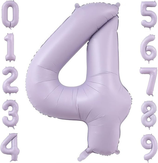 Pastel Purple 4 Number Balloons,40 Inch Light Purple 4 Balloons Large Helium Foil Mylar Purple Number 4 Balloon for Birthday Party Anniversary Decorations
