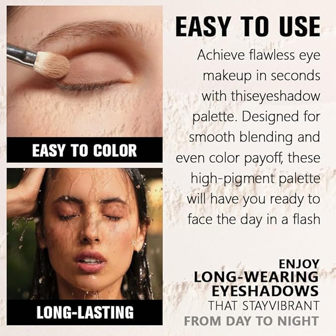 Champagne Shimmer Single Eye shadow Palette Makeup, Shimmer Sparkle Glitter Eyeshadow for Older Women, Pigmented Waterproof Sombras Para Ojos, Vegan, Talc, Paraben&Cruelty Free, Girls Eyeshadows Gift