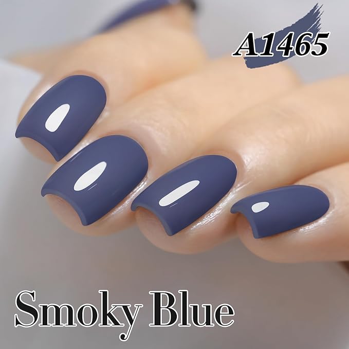 Double Rhythm 15ML Gel Nail Polish Pure Sheer Same Color Same Bottle Soak Off Gel Polish Art Manicure Salon DIY at Home for Women (Deep Blue Gray-A1465)