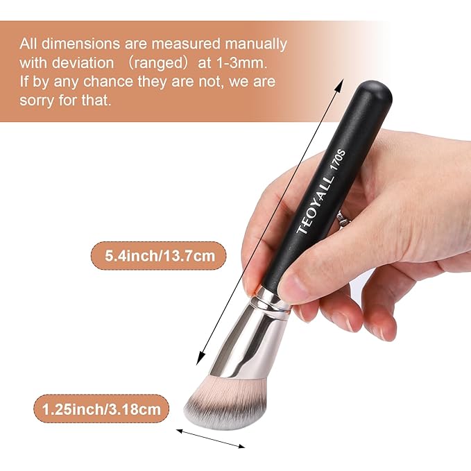 TEOYALL Angled Foundation Contour Brush, Synthetic Kabuki Brush for Concealing Blending Setting Buffing with Liquid, Cream and Powder Cosmetic (170S)