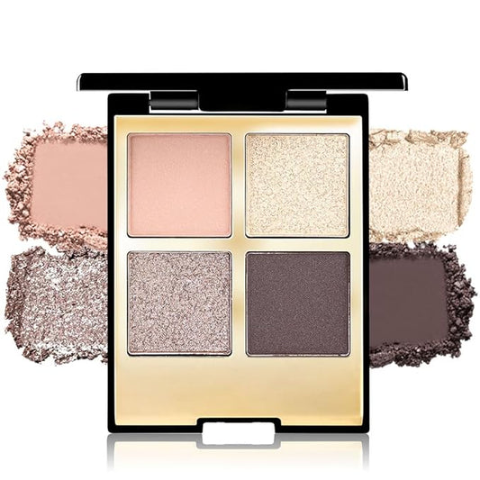 4 Colors Eyeshadow Makeup Palette,Nude Rose Gold Natural Neutral Nude Eye Shadow Palette with Mirror,Long Lasting Naturing-Looking,Waterproof,Travel Size