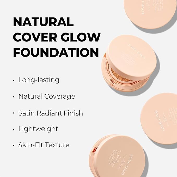Natural Cover Glow Cushion Foundation | Satin Radiant Finish | Korean Foundation Makeup | Long-Lasting Natural Coverage | for All Skin Types 0.42 oz. (25N Mocha Beige)