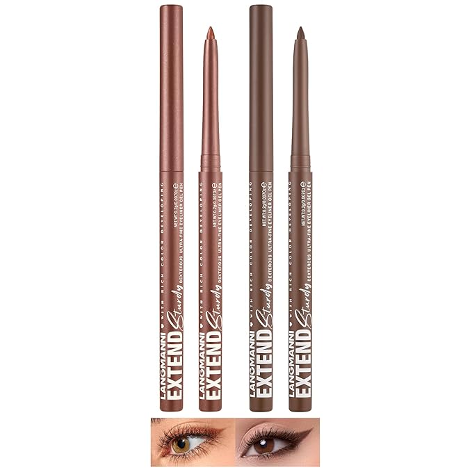 LANGMANNI 2Pcs Metal Colorful Eyeliner Pencil Set - Matte & Shimmer Eye Makeup,Smooth Use Long-Lasting & Waterproof Eyeliner Set(#05+09)