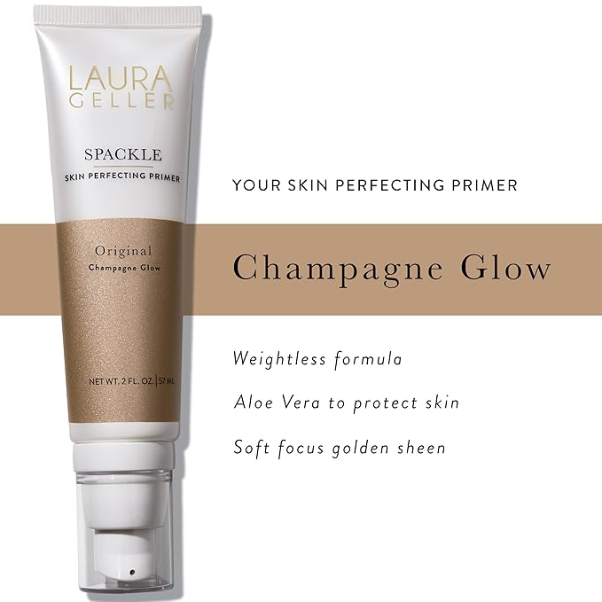 LAURA GELLER NEW YORK Spackle Primer - Champagne Glow - Super-Size 2 Fl Oz - Hyaluronic Acid Makeup Primer for Mature Skin