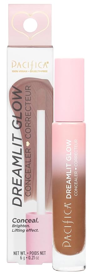 Pacifica Concealer – DreamLit Glow Full Coverage Concealer with Squalane for Dark Circles & Dark Spot Correction, Lightweight & Long-Lasting, Vegan & Cruelty-Free, Shade 05 (Rich Mocha)