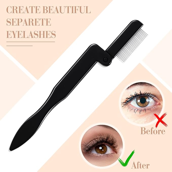 Eyelash Curlers with Comb Eyebrow Brush Kit for Women Lash Curler Eyelash Comb Seperator Mascara Brushes Eyebrow Brush and Comb Silicone Refills Pads