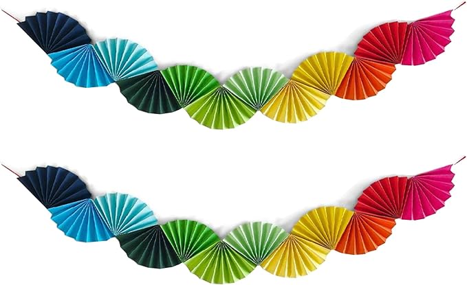 Banner Garland Fan-Shaped, Rainbow Colors Wall Decor Party Decorations for Birthday Wedding College Nurse Graduation Christmas Holiday, Festive Supplies