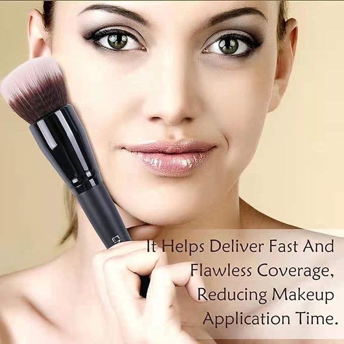 ENERGY Stippling Brush,Professional Makeup Brush for Liquid, Contour, Foundation, Bronzer, Blush, Powder, Buffing, Blending, Soft Vegan Synthetic Bristles, Face Make Up Tool,Black