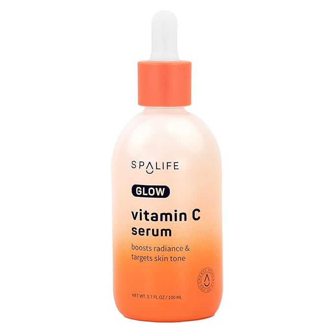 Spa Life Face Serum: GLOW Vitamin C & Radiating Daily Serum 100 ml (3.7 oz) - Targets Dark Spots, Fine Lines, Uneven Tone & Signs of Aging, Firming, Plumping & Radiance Boosting