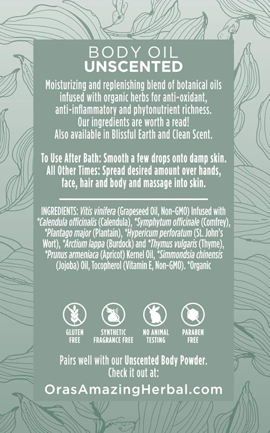 Unscented Body Oil Travel Size With Pump, Fragrance Free Massage Oil, Moisturizing Body Oils for Men and Women, Grapeseed Oil for Skin, Jojoba & Apricot with Calendula,