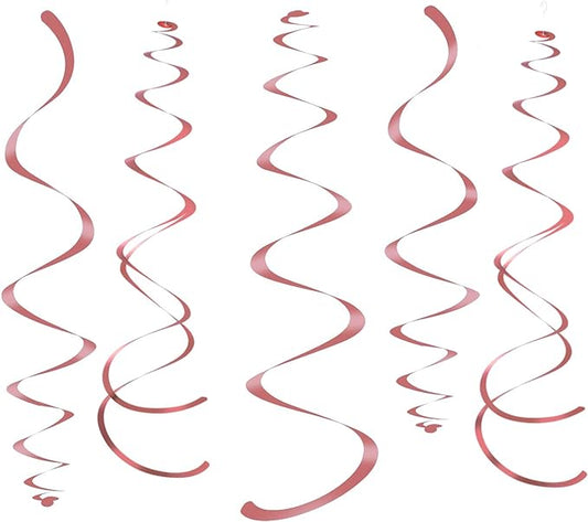 Rose Gold Party Hanging Swirl Decorations Sparkly Foil Streamer for Ceiling, Pack of 28