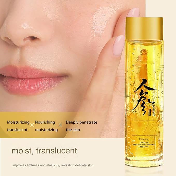 Ginseng Essence Anti-Wrinkle Serum, Hydrating & Firming Face Oil with Ginseng Root Extract, Korean Herbal Ginseng Anti Aging Serum for Smoother Skin Reduce Fine Lines ﻿(4.05 fl oz * 2PCS)