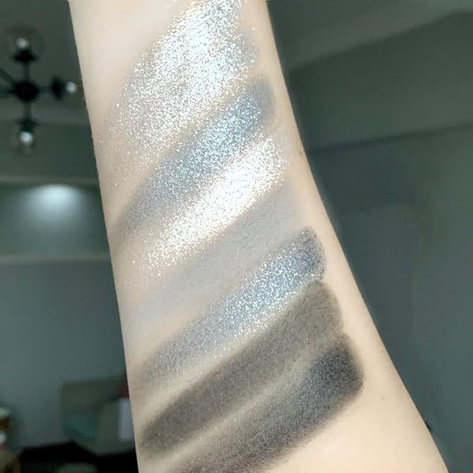 MEICOLY 9 Colors Glitter Eyeshadow Palette,Upgraded Black Smokey Gray Silver Eyeshadow,Eye Shadow Eye Makeup,Shimmer Matte Eyeshadow Palette with Mirror sombras negra para ojos para de ojos