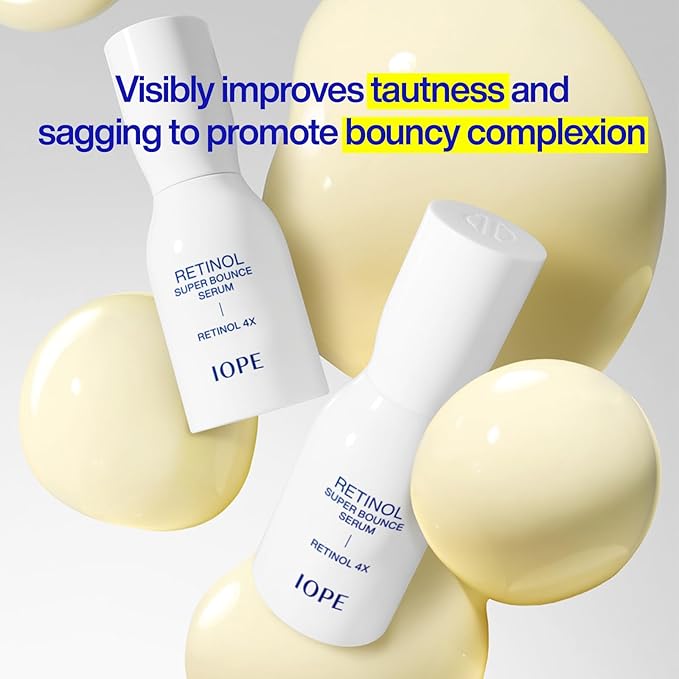 IOPE Retinol Super Bounce Serum | Korean Retinoid Eye Treatment for Anti-Aging, Beginner Friendly, Reduction in Fine Lines & Wrinkles, Firming and Rejuvenating, Daily Glow Routine, 1.01 Fl Oz.