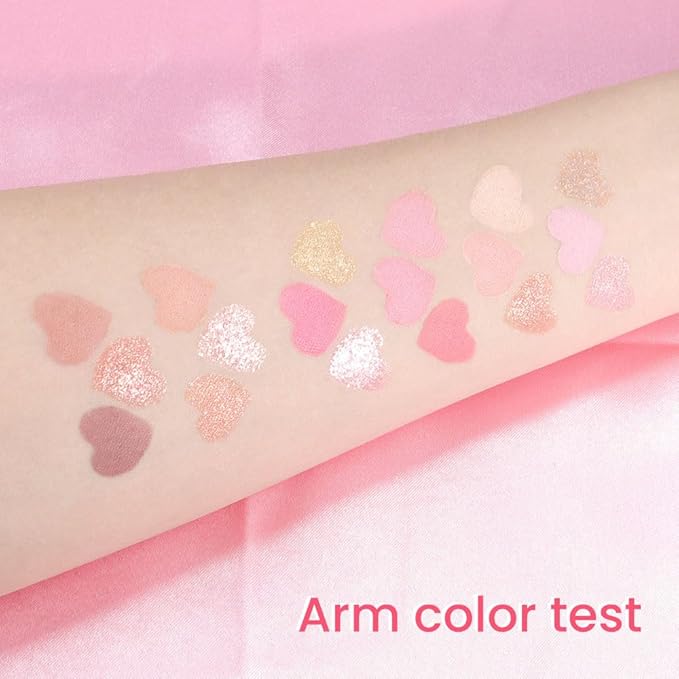 18Colors Nude Pink Rose Gold Shimmery Eyeshadow Palette Makeup,Light Nude Soft Glitter Sparkly Eye Shadow Long Lasting Waterproof Naturing-Looking Blendable for Beginners