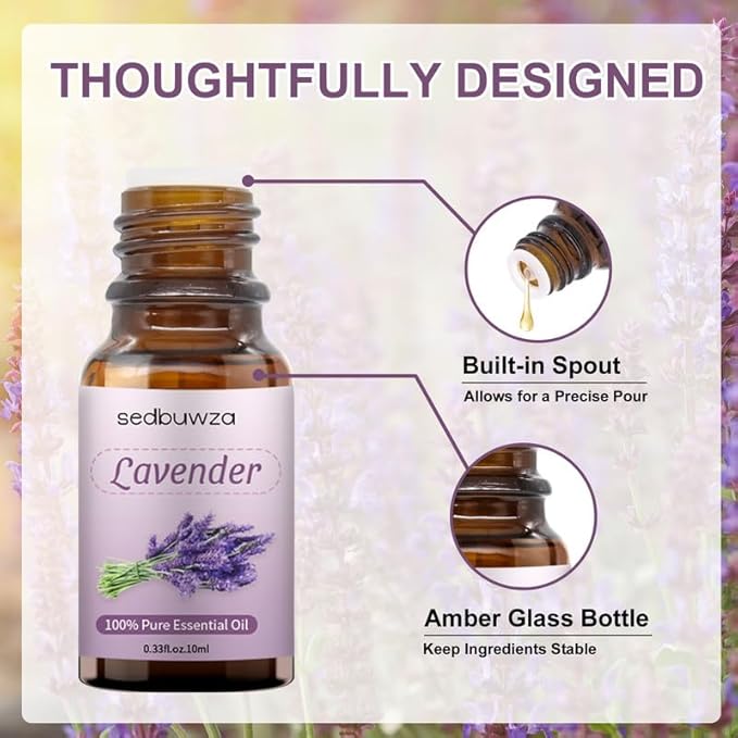 Sedbuwza 3 Pack Lavender Peppermint Chamomile Essential Oil 100% Pure and Natural Aromatherapy Gift Oils for Massage, Diffuser, Soaps, Candle