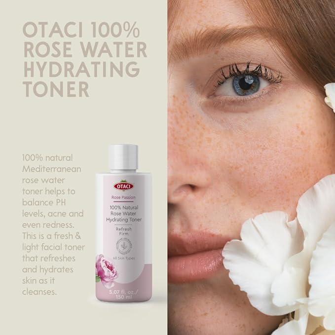 OTACI Rose Passion 100% Natural Rose Water Hydrating Toner, Facial Skin Moisturizer Hydrating Natural Cleanser