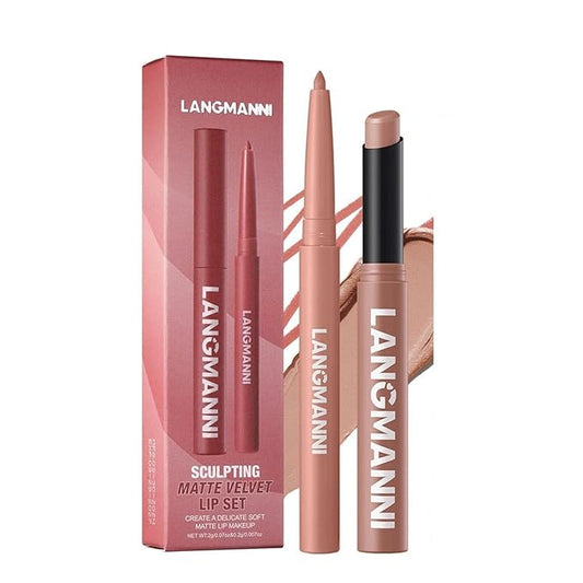 Lip Liner + Lipstick Set (12 Shades Available) -Matte Lipstick for Women, Silk Finish Hydration Lip Kit, Waterproof Smooth Creamy Texture, Bold to Nude Shades for Daily & Party Wear, Makeup Gift (03)