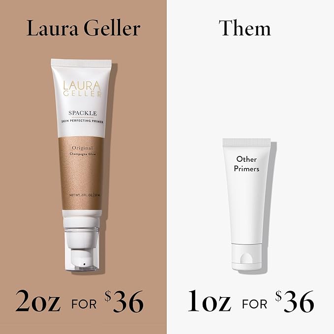 LAURA GELLER NEW YORK Spackle Primer - Champagne Glow - Super-Size 2 Fl Oz - Hyaluronic Acid Makeup Primer for Mature Skin