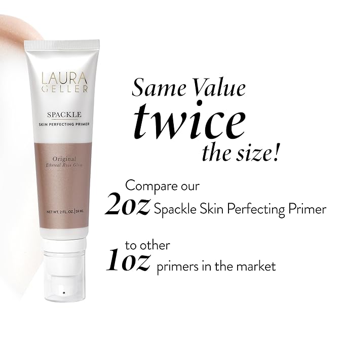 LAURA GELLER NEW YORK Spackle Primer - Ethereal Rose Glow - Super-Size 2 Fl Oz - Hyaluronic Acid Makeup Primer for Mature Skin