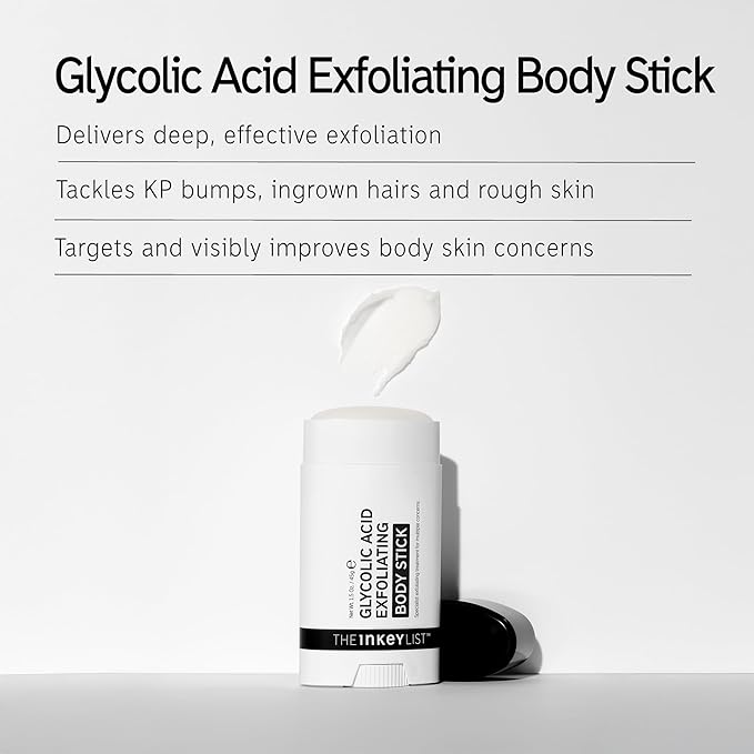 The INKEY List Glycolic Acid Exfoliating Body Stick 45g, Multiple Concerns, One Targeted Solution, Delivers Deep, Effective Exfoliation, Fragrance Free, Suitable For All Skin Types