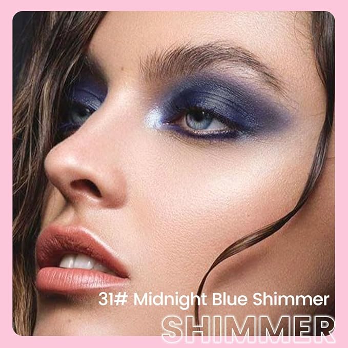 evpct 1Pcs Midnight Blue Shimmer Cream Eye Shadow Brightener Sticks for Eyes Waterproof Pigmented, Double Ended Cream Eyeshadow Stick Pencil Pen with Applicator, Eye Shadow Palette Highlighter Makeup