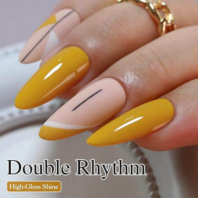 Double Rhythm 15ML Gel Polish Pure Sheer Same Color Same Bottle Soak Off Gel Polish Nail Art Manicure Salon DIY at Home for Women (Yellow-A1397)