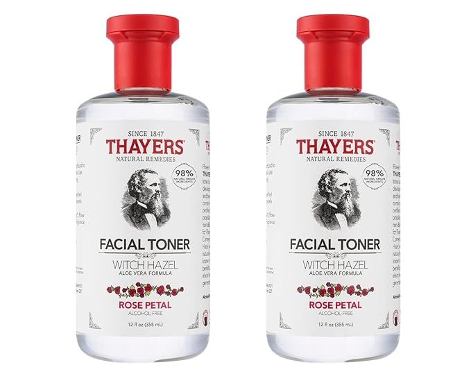 THAYERS Alcohol-Free, Hydrating Rose Petal Witch Hazel Facial Toner with Aloe Vera Formula, Vegan, Dermatologist Tested and Recommended, 12 Oz (Pack of 2)