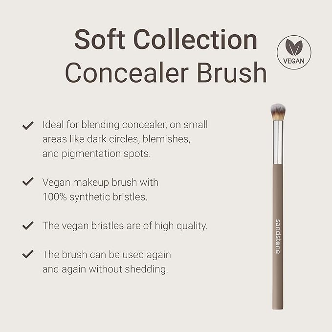 Sandstone Scandinavia Soft Collection Makeup Brush - Professional Premium Concealer brush for applying and blending concealer. Ultra soft bristles. Vegan Makeup brush for all skin types