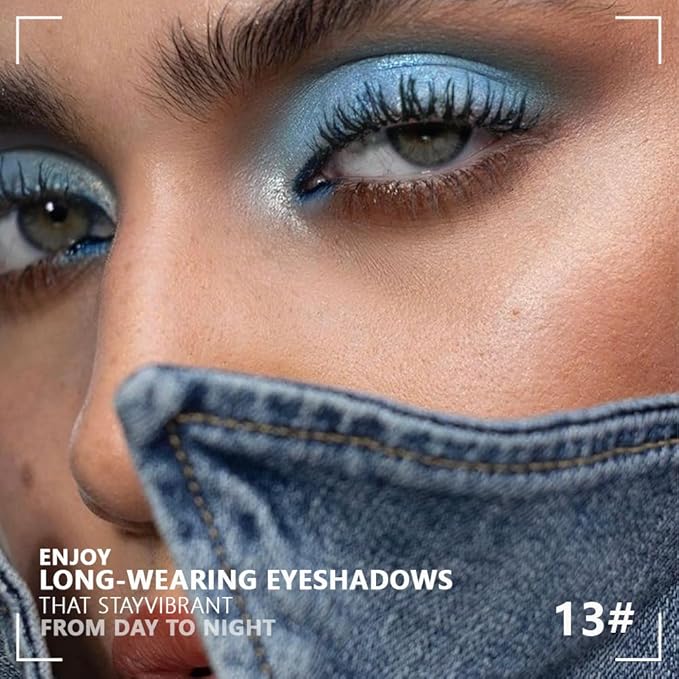 evpct Eyeshadow Quad Palette, Dark Teal Sky Navy Cyan Blue Mauve Purple Taupe Glitter Shimmer Metallic Matte High Pigment Mini Eye Shadow Palette Makeup for older Women Smudge Proof Vegan Cruelty-free