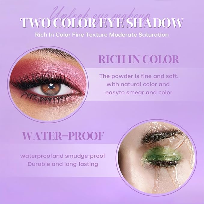 Dual-Color Pearl Eyeshadow Palette – High Pigment Shimmer Eyeshadow Duo, Copper & Roses Pink Shimmer Eye shadow , Silky Blendable Texture, Waterproof Long-Lasting Eye Makeup for Daily & Glam Looks 04#