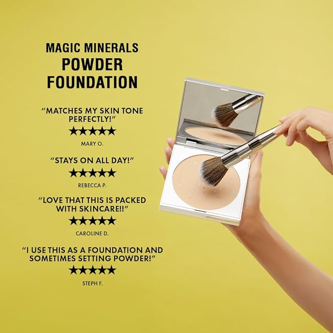 Magic Minerals by Jerome Alexander Jumbo Size Mineral Powder Foundation with Color Correctors, Antioxidant Skincare Formula (Medium Dark)