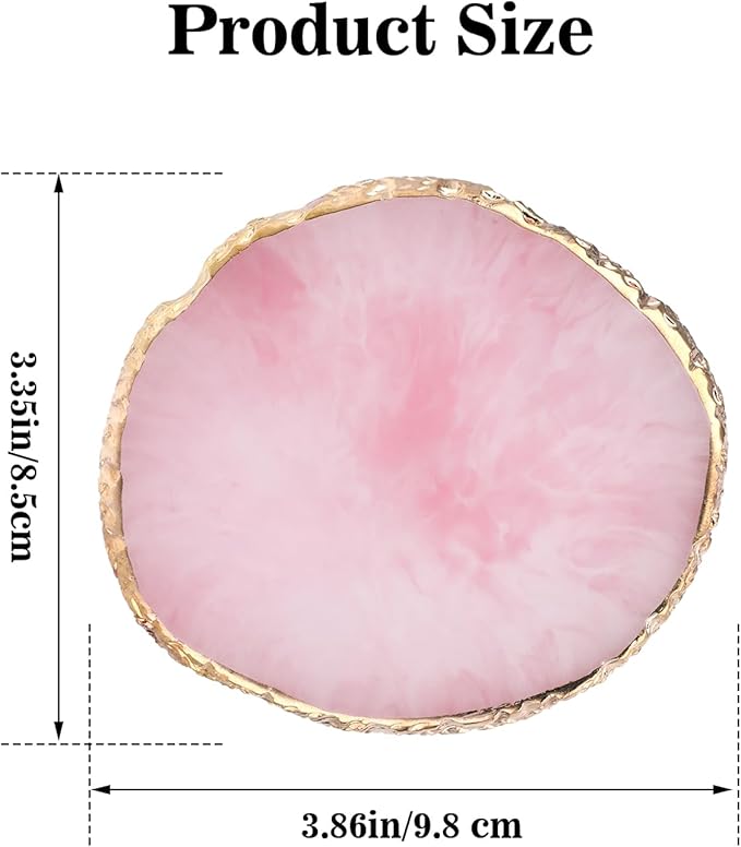 Ouligay Resin Nail Art Palette Makeup Mixing Palette Gold Edge Nail Art Tool Gel Design Nail Art Makeup Mixing Tray DIY (Pink)