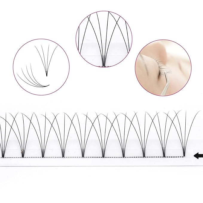 Premade Fans Eyelash Extensions 3D 4D 5D 6D Volume Lash C Curl Short Stem Easy Application (4D-0.07-C, 15mm)